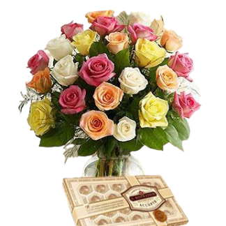 25 colorful roses with chokolates | Flower Delivery Volgograd