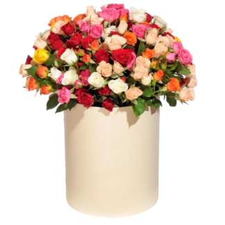 Mixed roses in a hatbox | Flower Delivery Volgograd