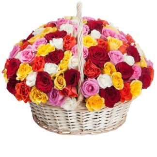 51 colorful roses in the basket | Flower Delivery Volgograd